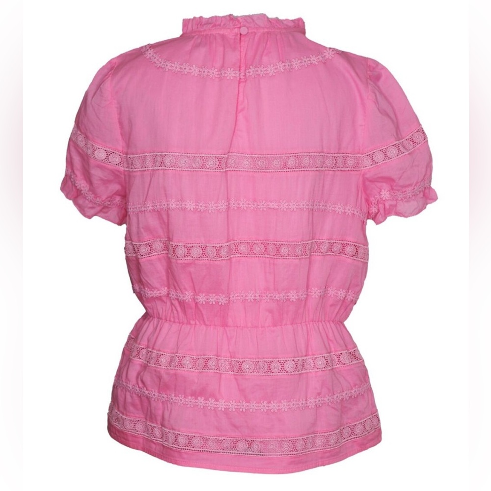 J.Crew Pink Lace Trim Blouse